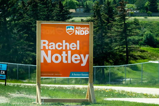 Calgary, Alberta, Canada. May 29. 2023. An Alberta NDP Party for Rachel Notley.
