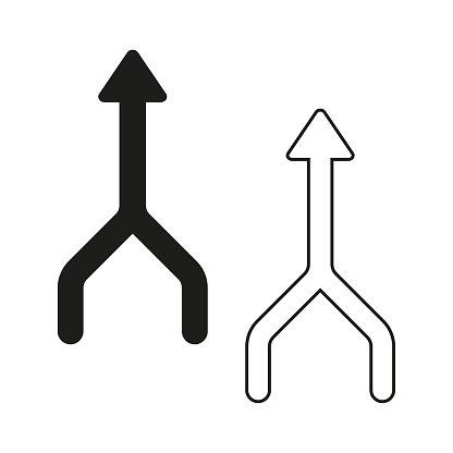 Two Vector Arrows Two Vertical Arrows Connecting Into One Central Arrow Vector ...
