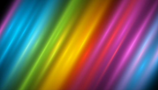 Bright multi colored rainbow abstract blurry angled lines vector background illustration