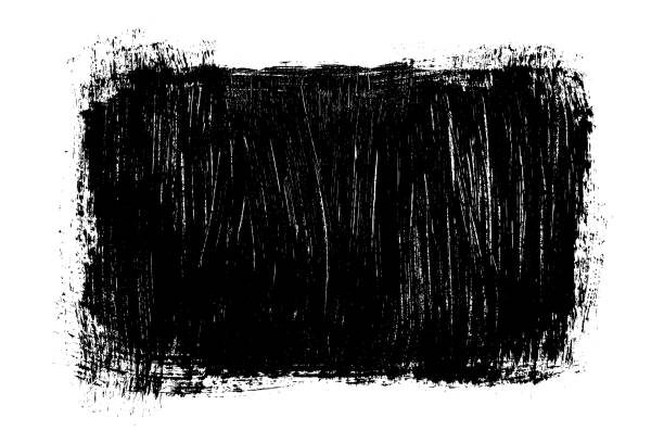 白い背景に黒い抽象的なブラシストローク - backgrounds textured inks on paper black点のイラスト素材／クリップアート素材／マンガ素材／アイコン素材
