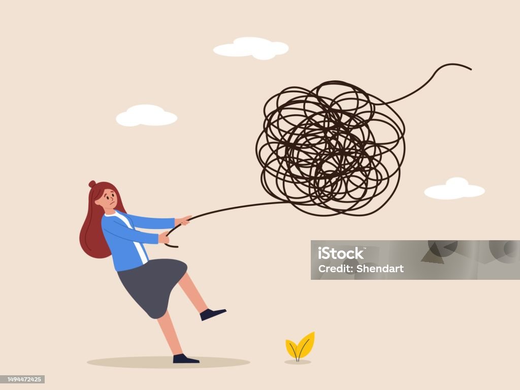 Entangled With Problems Confusion Or Business Trouble Concept Unravel Tangle Problem Solving ...