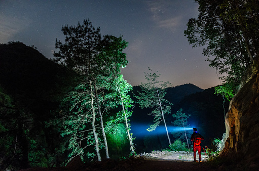 Walking alone in the wilderness at night