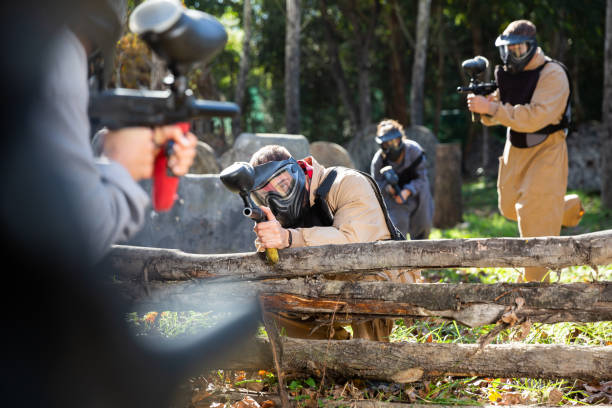 istock Men and women playing paintball 1494474897