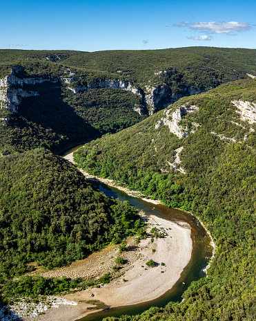 Wild panorama of the South of the Ardèche department and the famous gorges