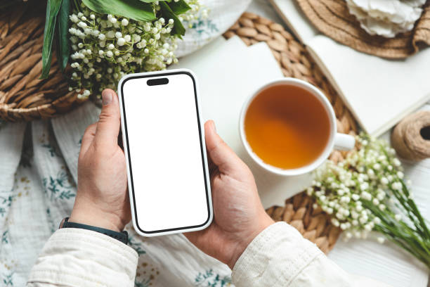 istock Phone with isolated screen, good morning concept 1494477830