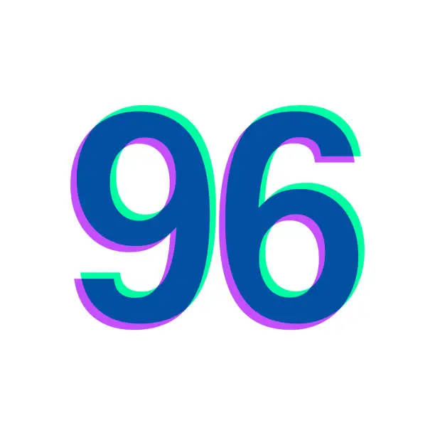Vector illustration of 96 - Number Ninety-six. Icon with two color overlay on white background