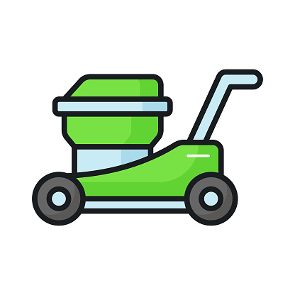 Check this beautifully designed vector of lawnmower in trendy style,