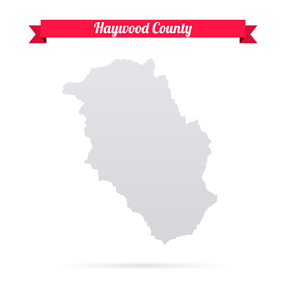 Map of Haywood County - North Carolina, isolated on a blank background and with his name on a red ribbon. Vector Illustration (EPS file, well layered and grouped). Easy to edit, manipulate, resize or colorize. Vector and Jpeg file of different sizes.