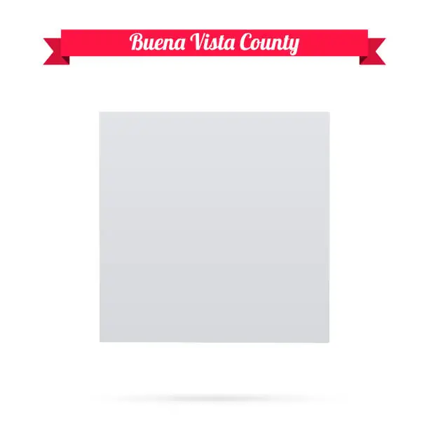 Vector illustration of Buena Vista County, Iowa. Map on white background with red banner