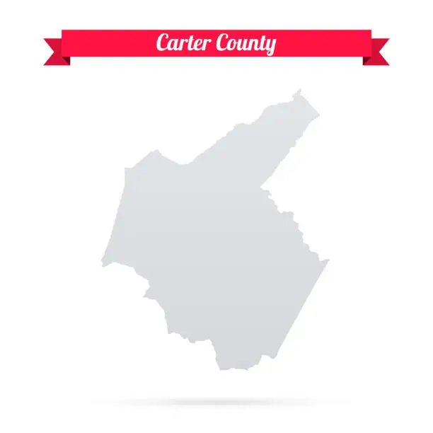 Vector illustration of Carter County, Tennessee. Map on white background with red banner