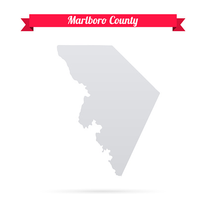 Map of Marlboro County - South Carolina, isolated on a blank background and with his name on a red ribbon. Vector Illustration (EPS file, well layered and grouped). Easy to edit, manipulate, resize or colorize. Vector and Jpeg file of different sizes.