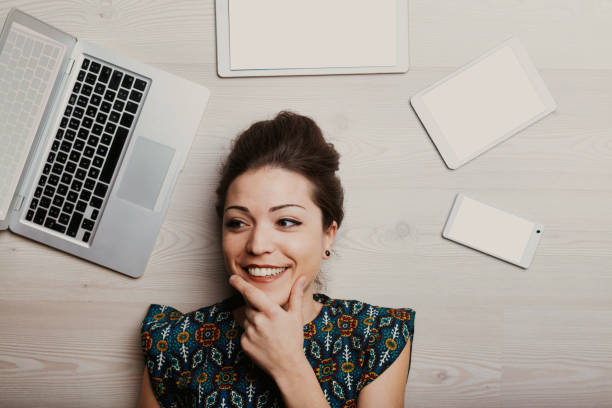 istock Woman smiles, great idea found 1494483971