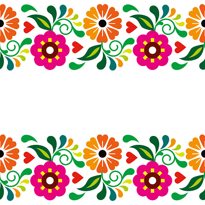 Vibrant decor with flowers, swirls and leaves perfect for greeting card or wedding invitation