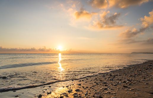 Amazing sunset over Atlantic ocean in Portugal.