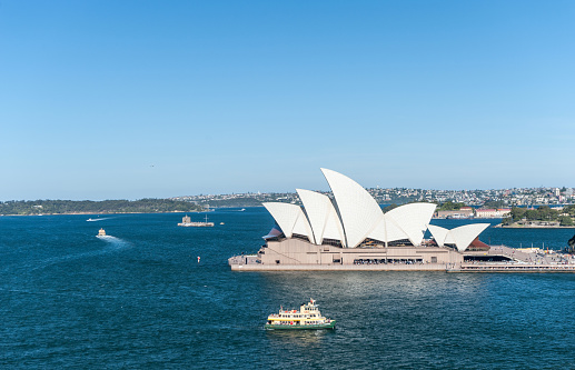 Sydney, Australia - November 17, 2014: Sydney Harbour With Opera House and Ferry. Landscape.