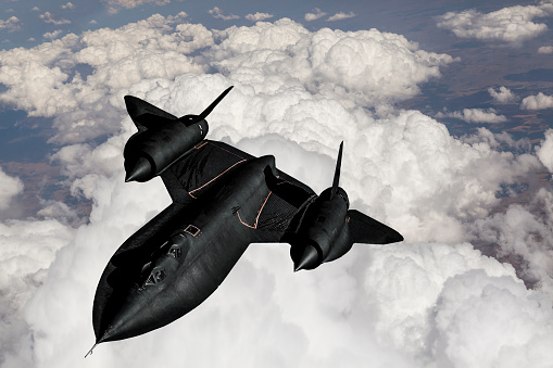 Lockheed SR-71 Blackbird  flying over clouds.  (Some graphics in this image is provided by NASA and can be found at http://www.nasa.gov/)