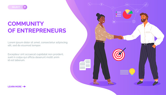 Community of enterpreneurs concept. Idea of lucrative business strategy and achievement. Target to success and profit increasing. Business fellowship unites many companies support and joint solutions