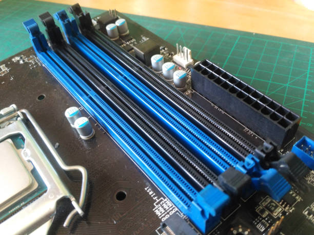 istock DDR-3 DIMM RAM slots. Close-up. 1494492662