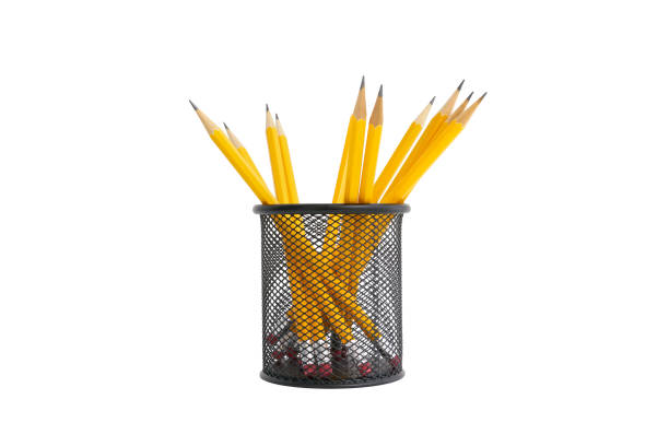 istock Pen holder full of pencils on isolated background 1494492762