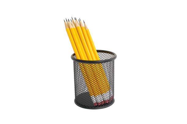 istock Pen holder full of pencils on isolated background 1494492918