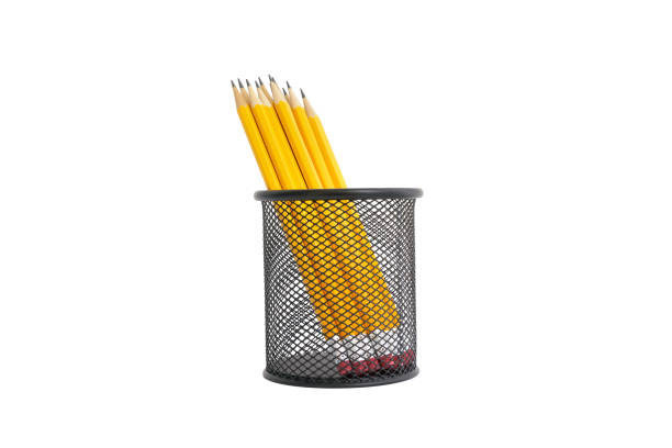 istock Pen holder full of pencils on isolated background 1494493140