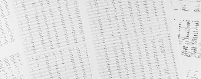 Financial documents lying on the table. Close-up view.