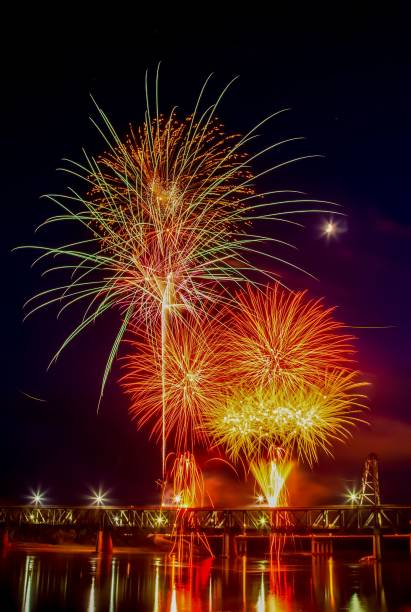 istock Vibrant festive fireworks over the Meridian Highway Bridge at night 1494497006