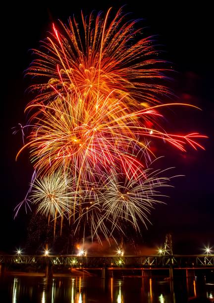 istock Vibrant festive fireworks over the Meridian Highway Bridge at night 1494497008