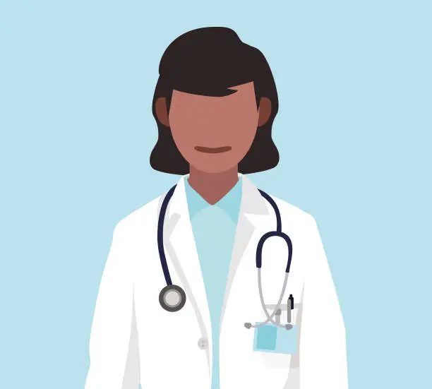 Vector illustration of A female doctor with a stethoscope