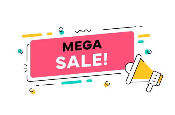 Vector illustration of “Mega Sale” Banner Template with megaphone