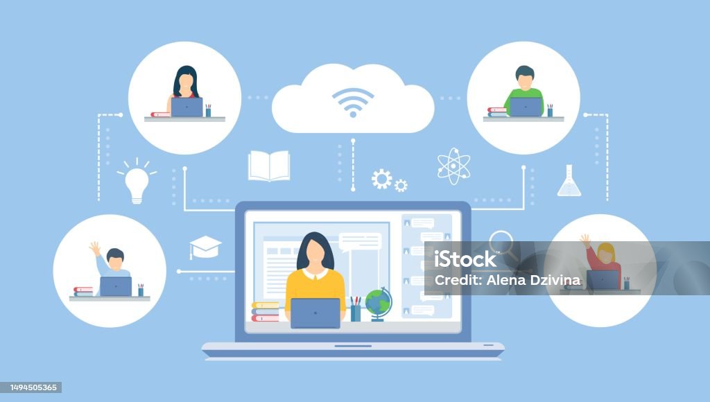 Background In Online Class Online Class Background Stock Illustration - Download Image Now - Adult ...