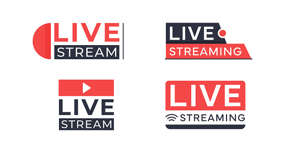 Streaming, Broadcasting, Online Video and Podcasts Live stream sign.