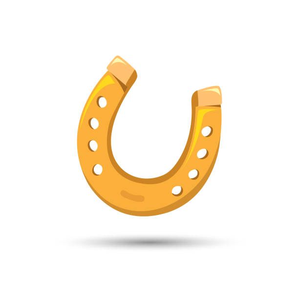 illustrazioni stock, clip art, cartoni animati e icone di tendenza di icona a ferro di cavallo design piatto. - horseshoe gold good luck charm symbol