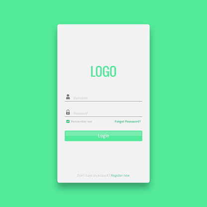 Login Screen Layout Examples Mobile Login Screen Template Vector Design On Color Background Stock ...