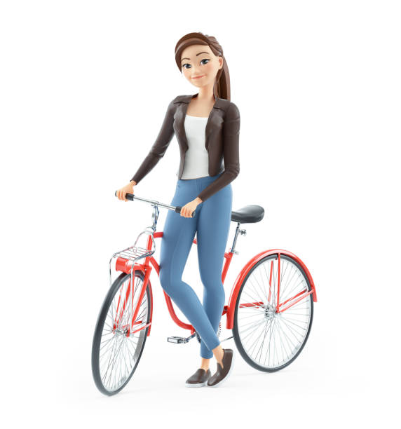 istock 3d cartoon woman standing next to her bicycle 1494509243