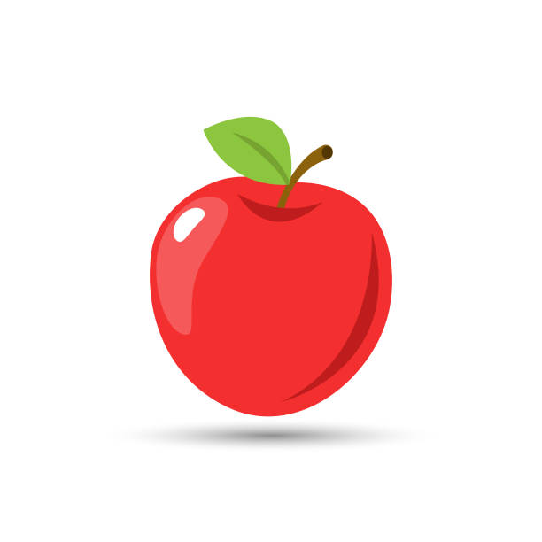 rotes apple icon flat design. - apfel stock-grafiken, -clipart, -cartoons und -symbole