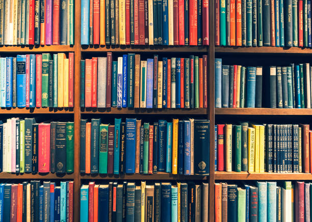istock English textbooks on bookshelf Library collection 1494511785