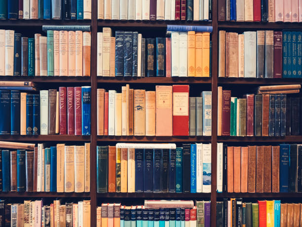 istock English textbooks on bookshelf Library collection 1494511790