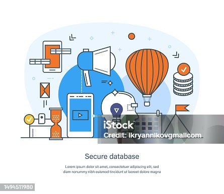 istock Secure database business data protection technology and cloud network security 1494511980
