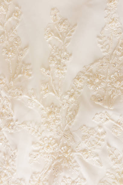 istock Delicate vertical wedding background satin with openwork lace and embroidery. The concept of wedding decor and layout for design. 1494512896