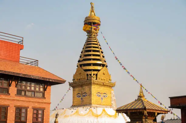 Swayambhunath Also known as the 'Monkey Temple'. It was built by King Manadeva and by the 13th century.
