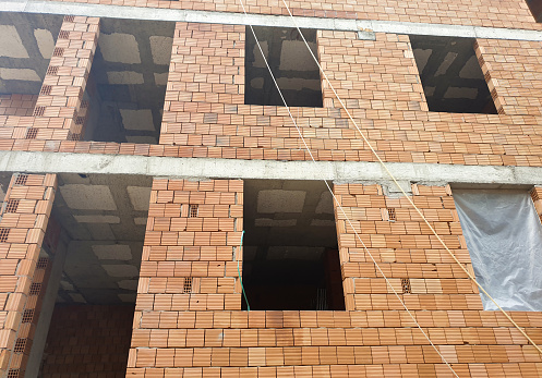 Brick construction site building
