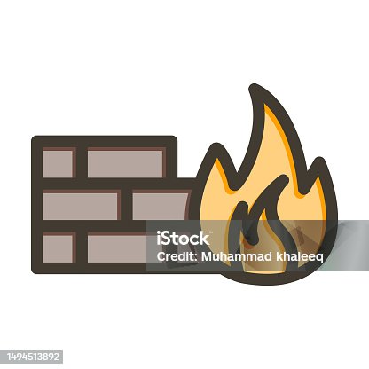 istock Firewall Thick Line Filled Colors For Personal And Commercial Use. 1494513892