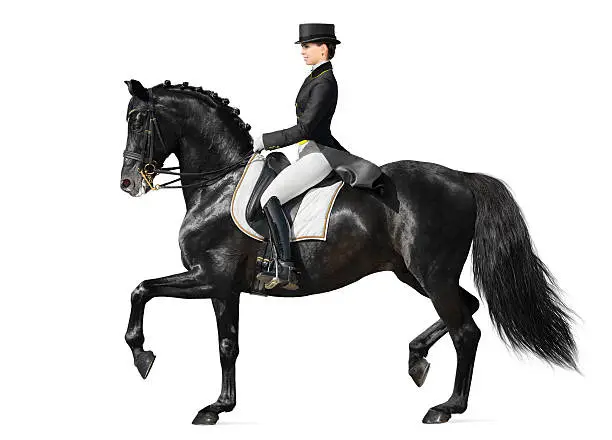 Equestrian sport - dressage (isolated on white)
