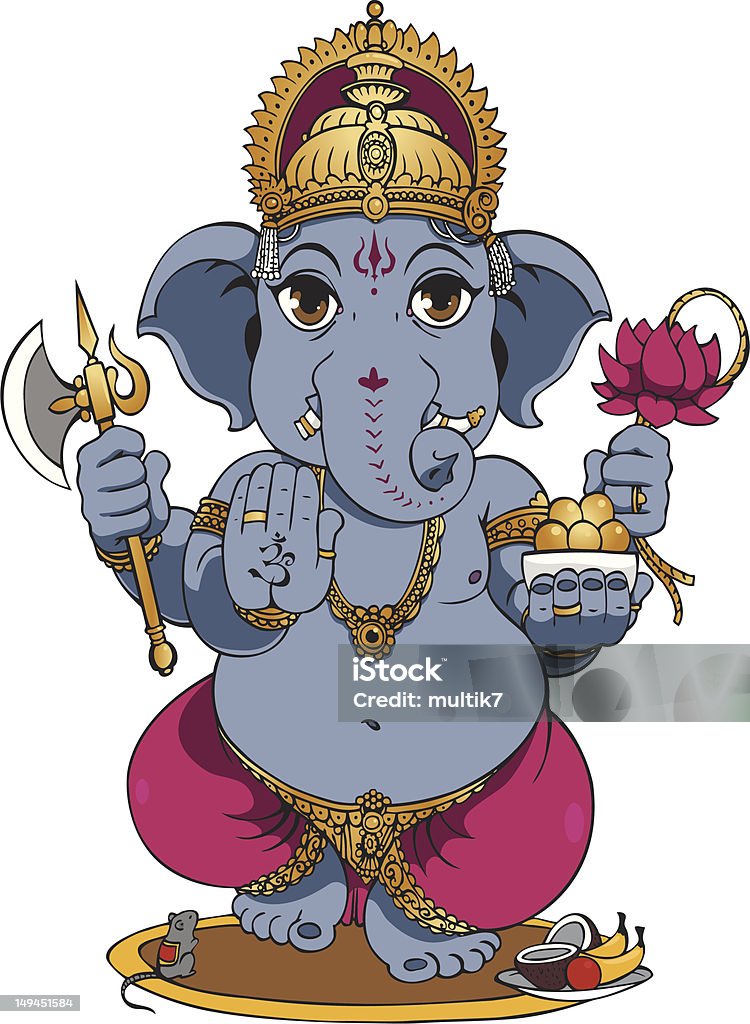 Ganesha Lord Ganesh of Hindus God. Blue stock vector