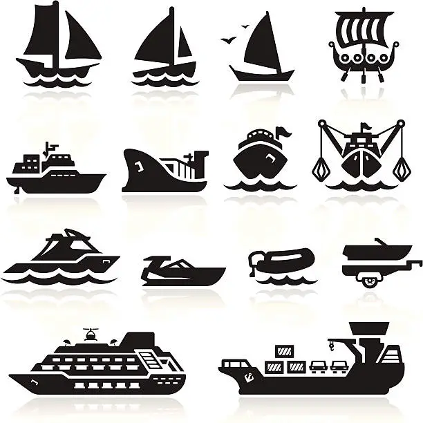 Vector illustration of Boats and ships icons set