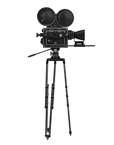 Vintage Movie Camera isolated on white background. 3D render