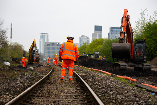 railway construction work in England, railway tracks