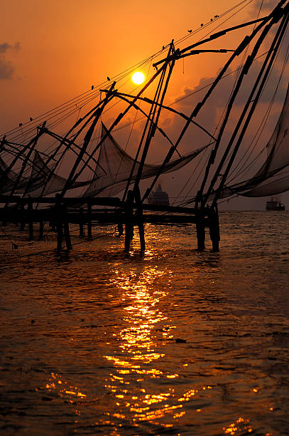 istock Sunset over Chinese Fishing nets in Cochin 149452129