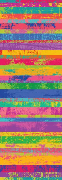 Vector illustration of Colorful Abstract Grunge Background with Textured Rainbow Multi-Colored Stripes